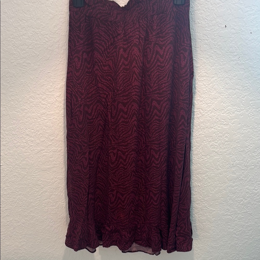 Goodthreads Burgundy Patterned Midi Skirt